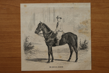 Holzstich Reiter Pferd 1866 Das Kind von Frankreich